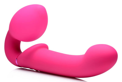 10X Remote Control Ergo-Fit G-Pulse Inflatable and Vibrating Strapless Strap-on - Pink - The Dildo Hub