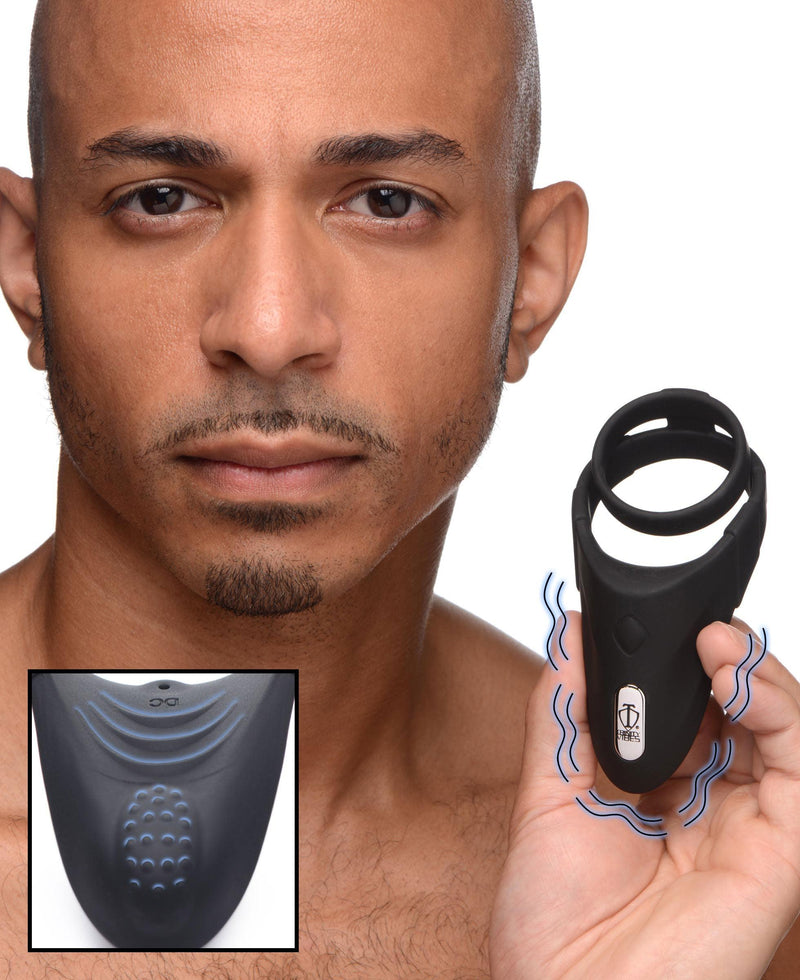 10X Silicone Cock Ring with Vibrating Taint Stimulator - The Dildo Hub