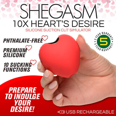 10X Silicone Heart Suction Clit Stimulator - The Dildo Hub