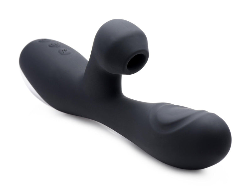 10X Silicone Suction Rabbit Vibrator - Black - The Dildo Hub