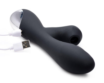 10X Silicone Suction Rabbit Vibrator - Black - The Dildo Hub