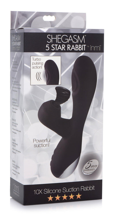 10X Silicone Suction Rabbit Vibrator - Black - The Dildo Hub