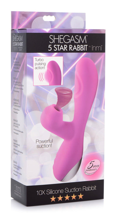 10X Silicone Suction Rabbit Vibrator - Pink - The Dildo Hub