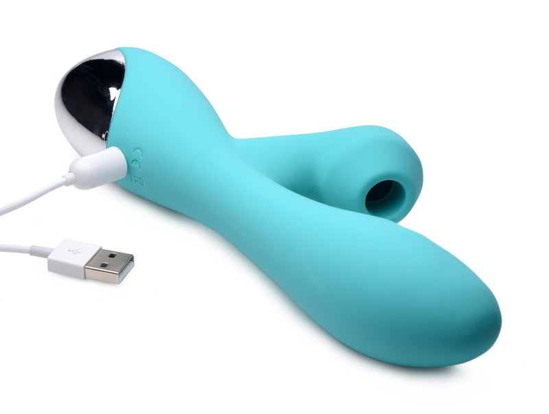 10X Silicone Suction Rabbit Vibrator - Teal - The Dildo Hub