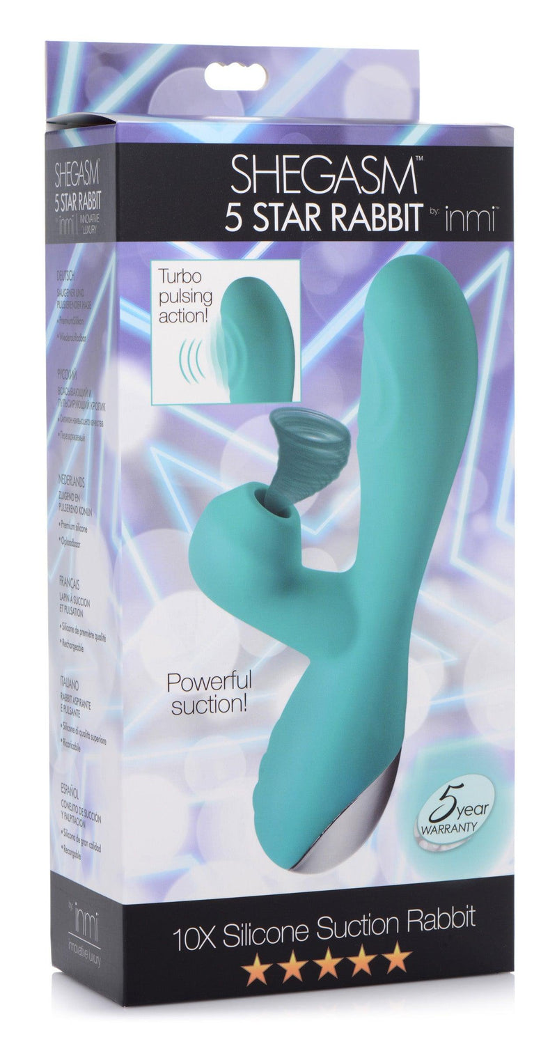 10X Silicone Suction Rabbit Vibrator - Teal - The Dildo Hub