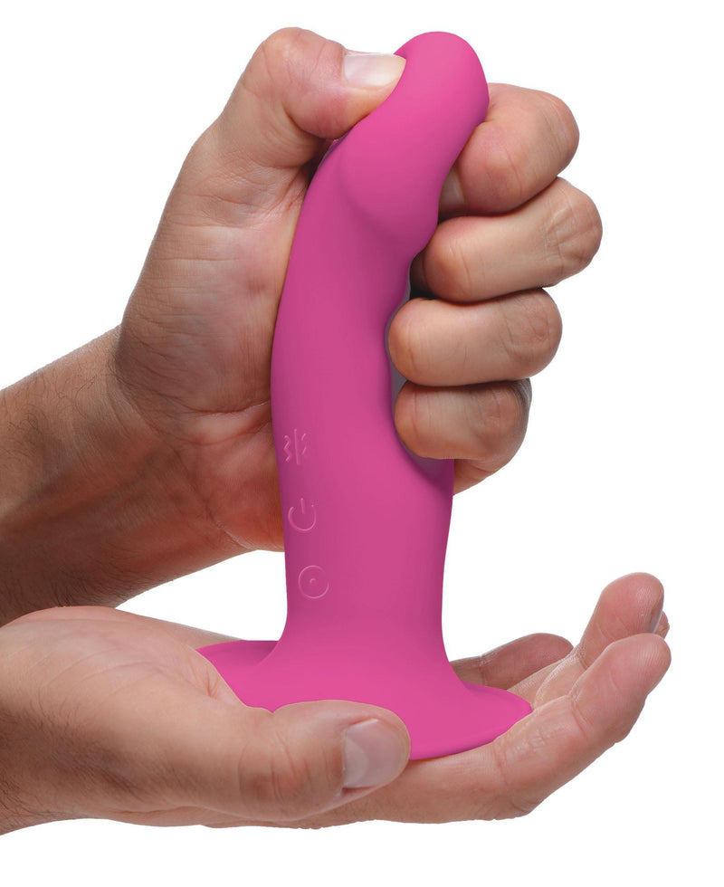 10X Squeezable Vibrating Dildo - Pink - The Dildo Hub