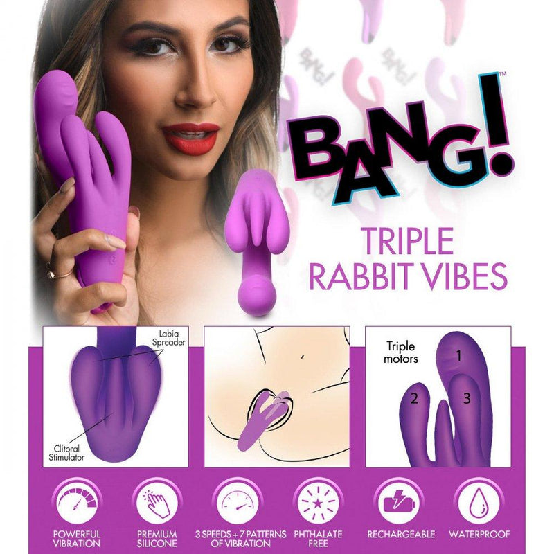 10X Triple Rabbit Silicone Vibrator - The Dildo Hub