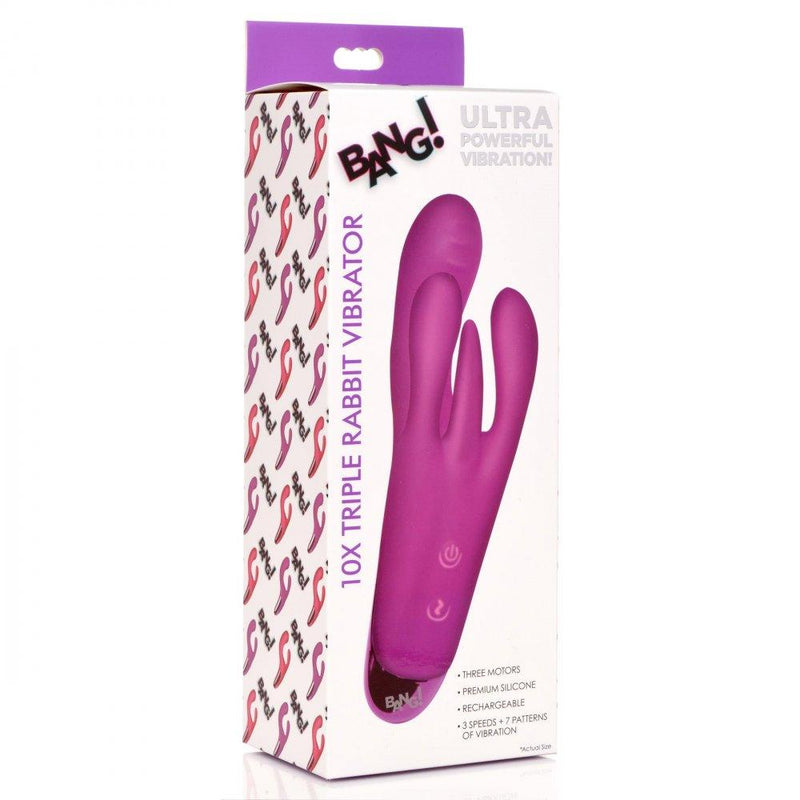 10X Triple Rabbit Silicone Vibrator - The Dildo Hub