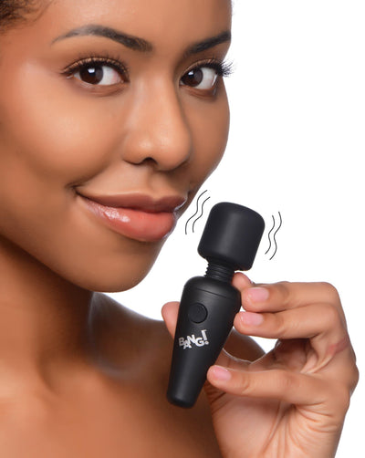 10X Ultra Powerful Silicone Mini Wand Vibrator - Black - The Dildo Hub