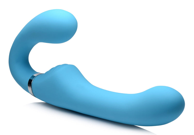 10X Vibrating Silicone Strapless Strap-on - Blue - The Dildo Hub