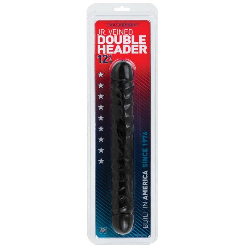 12 Inch Black Veiner | Double Dildo - Double-Headed Dildo - Extra Large Dildo - The Dildo Hub