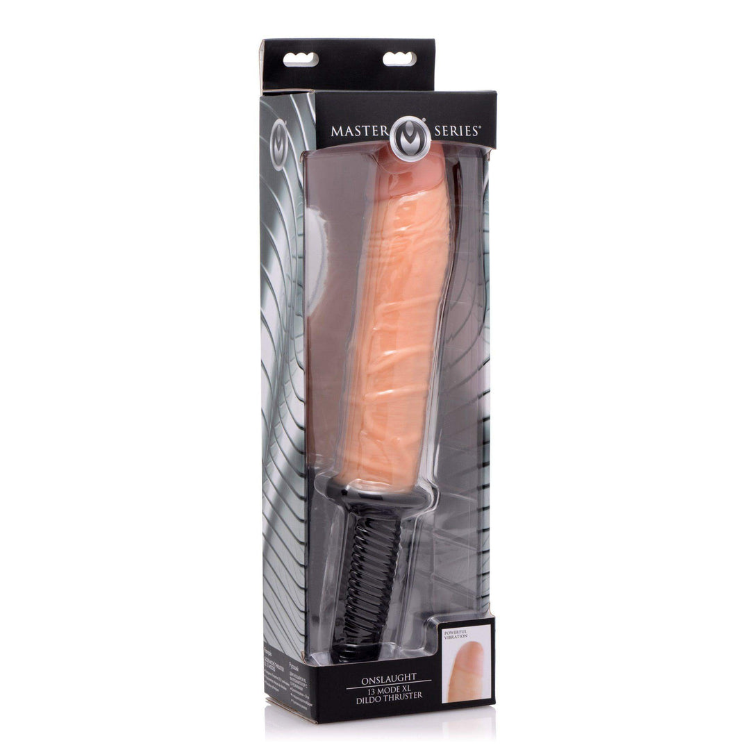 Flesh Onslaught 14" XL Vibrating & Thrusting Dildo w/ Handle The Dildo Hub Flesh Onslaught 14" XL Vibrating & Thrusting Dildo w/ Handle The Dildo Hub