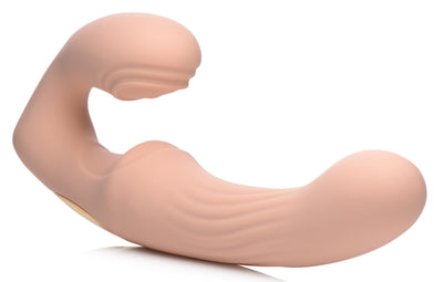 15X U-Pulse Silicone Pulsating and Vibrating Strapless Strap-on with Remote - Blush - The Dildo Hub