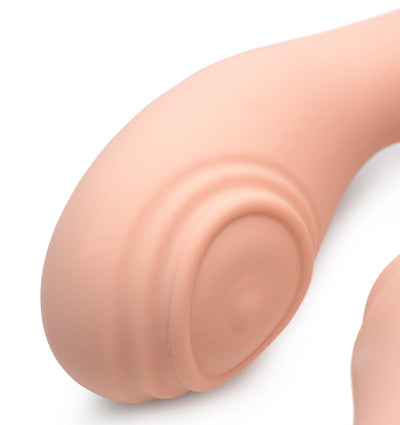 15X U-Pulse Silicone Pulsating and Vibrating Strapless Strap-on with Remote - Blush - The Dildo Hub