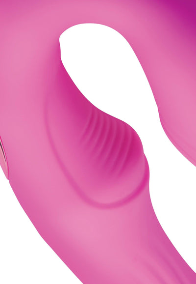 15X U-Pulse Silicone Pulsating and Vibrating Strapless Strap-on with Remote - Pink - The Dildo Hub