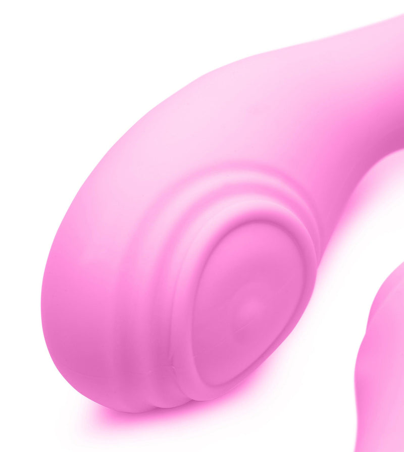 15X U-Pulse Silicone Pulsating and Vibrating Strapless Strap-on with Remote - Pink - The Dildo Hub