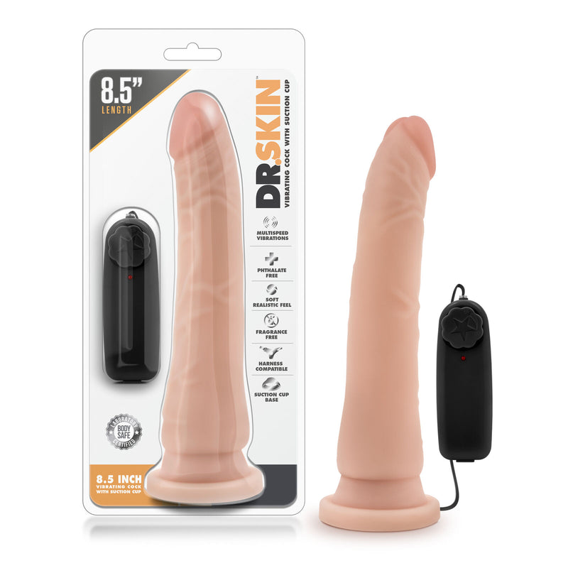 Dr. Skin Vanilla Vibrating Realistic Cock With Suction Cup - 8.5 Inches | Blush  from thedildohub.com