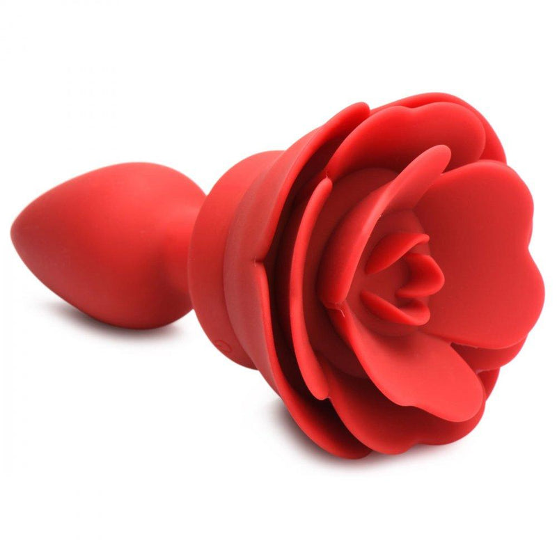 28X Silicone Vibrating Rose Anal Plug with Remote - Large - The Dildo Hub