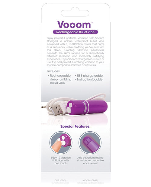 Charged Vooom Rechargeable Purple Bullet Vibrator | ScreamingO Sex Toys from thedildohub.com