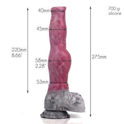 Big Animal Horse Knot Dildo in Pink and Grey Marbling - 10.82 Inches Sex Toys from thedildohub.com