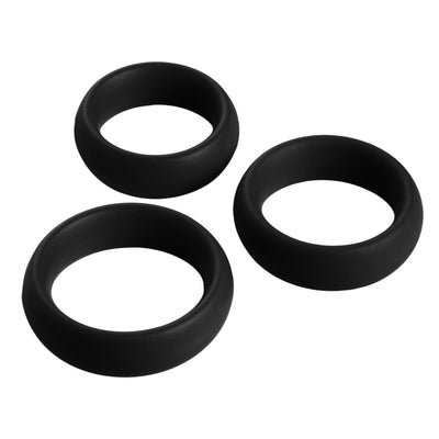 3 Piece Silicone Cock Ring Set - Black - The Dildo Hub