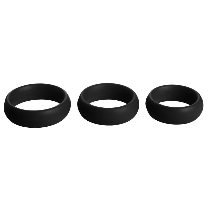 3 Piece Silicone Cock Ring Set - Black - The Dildo Hub