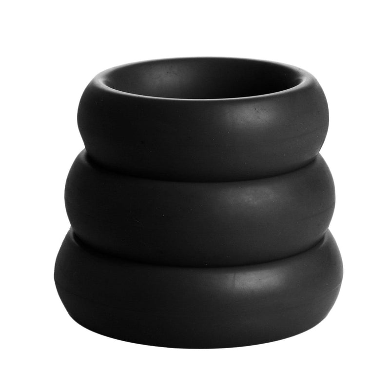 3 Piece Silicone Cock Ring Set - Black - The Dildo Hub