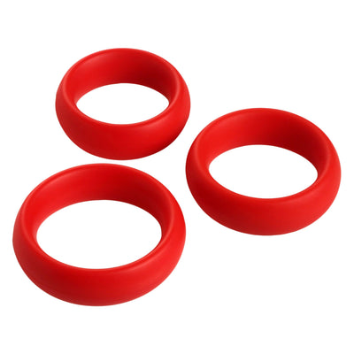 3 Piece Silicone Cock Ring Set - Red - The Dildo Hub