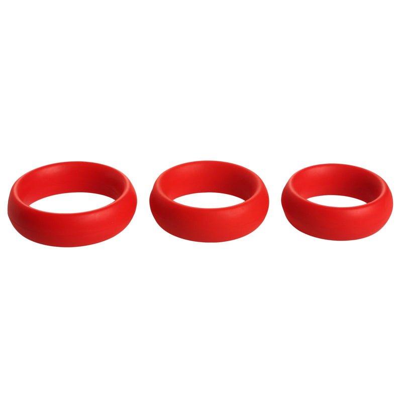 3 Piece Silicone Cock Ring Set - Red - The Dildo Hub