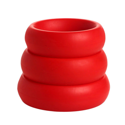 3 Piece Silicone Cock Ring Set - Red - The Dildo Hub