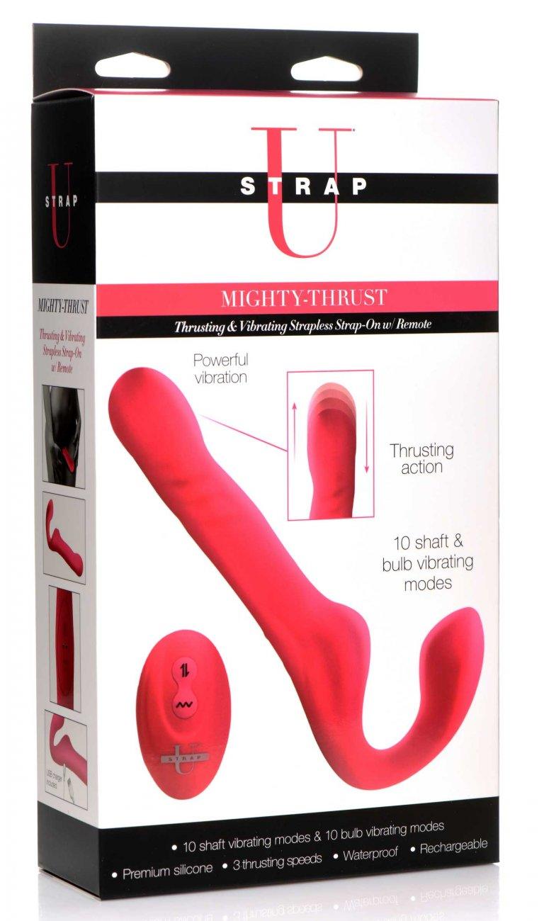 30X Thrusting and Vibrating Strapless Strap-On With Remote Control - The Dildo Hub