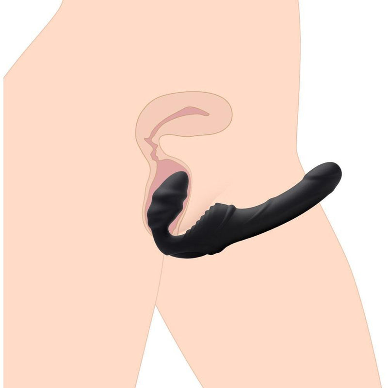 Slim Rider Ribbed Vibrating Silicone Strapless Strap On  from thedildohub.com
