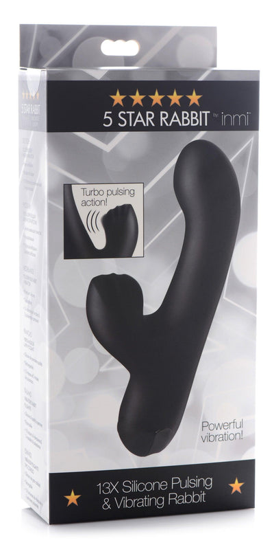 5 Star 13X Silicone Pulsing and Rabbit Vibrator - Black - The Dildo Hub