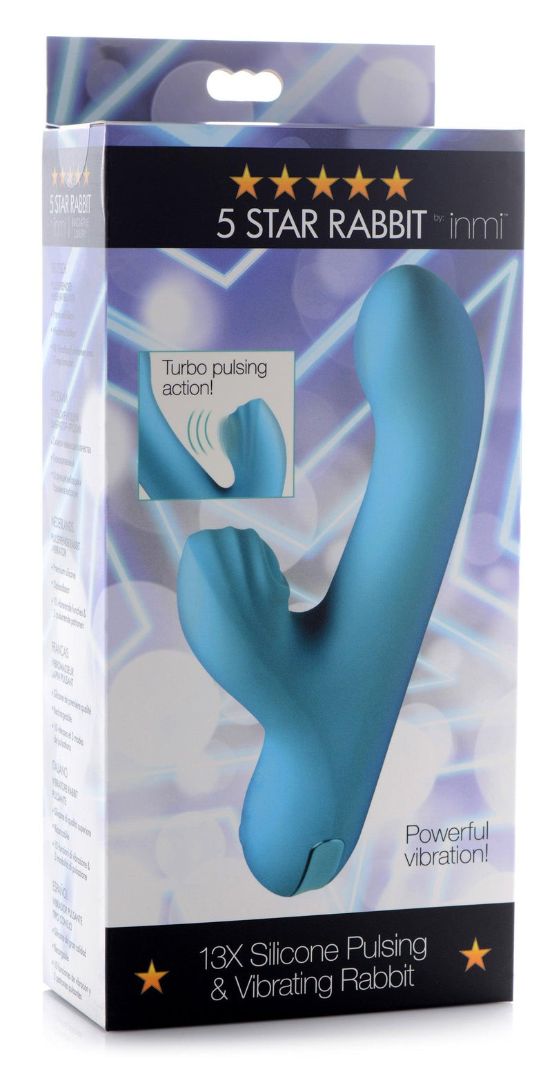 5 Star 13X Silicone Pulsing and Rabbit Vibrator - Teal - The Dildo Hub