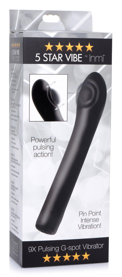 5 Star 9X Pulsing G-spot Silicone Vibrator - Black - The Dildo Hub