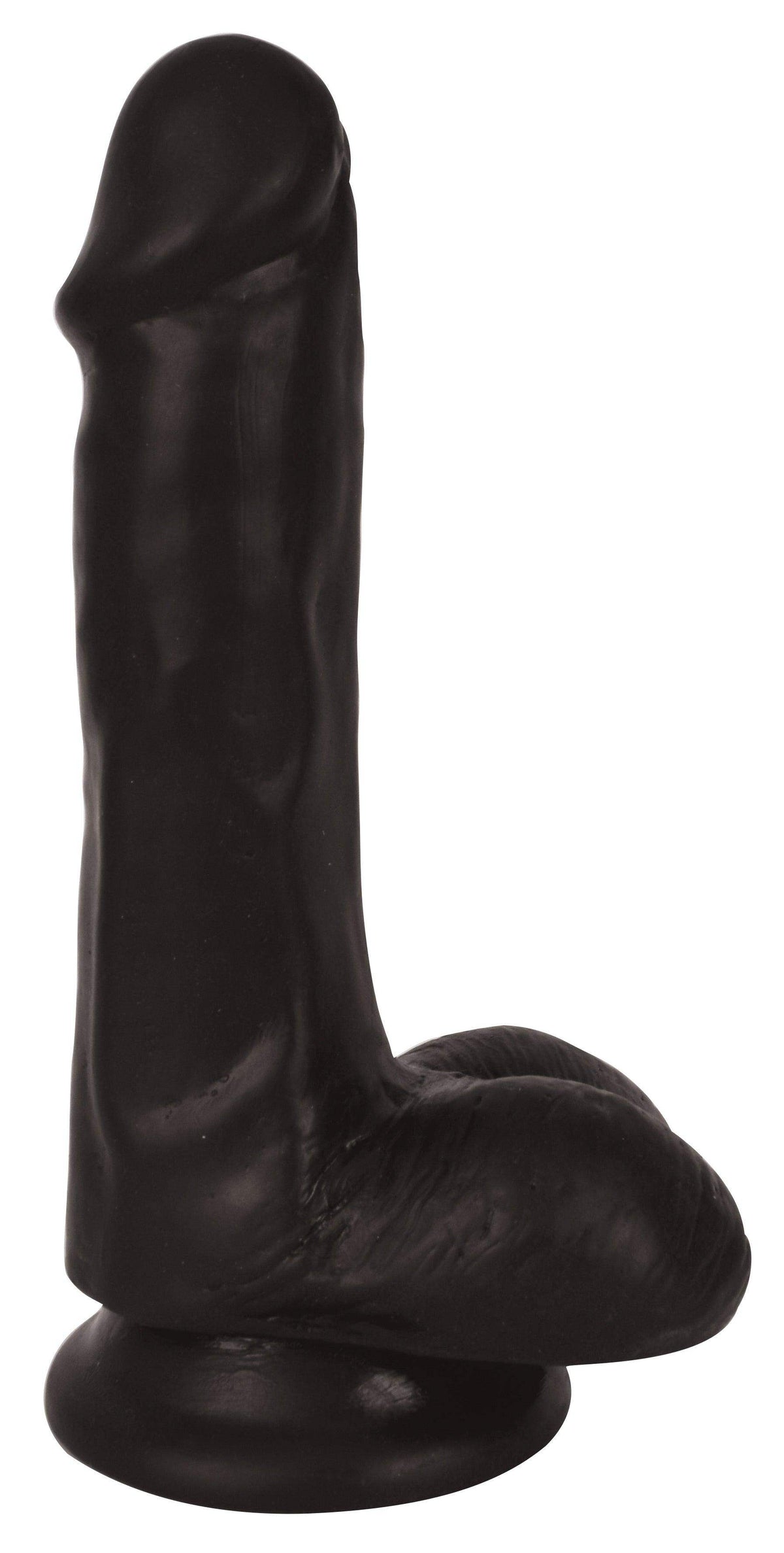 6 Inch Slim Dildo with Balls - Black - The Dildo Hub