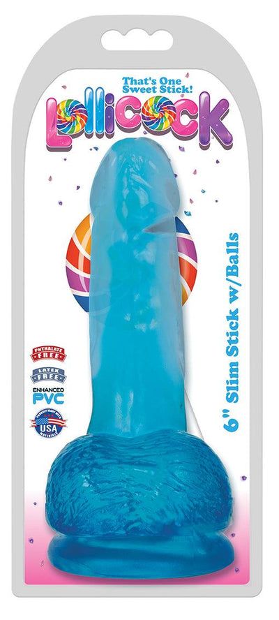 6 Inch Slim Stick with Balls Berry Ice Dildo - The Dildo Hub