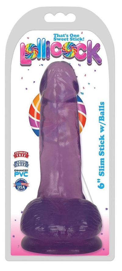 6 Inch Slim Stick with Balls Grape Ice Dildo - The Dildo Hub