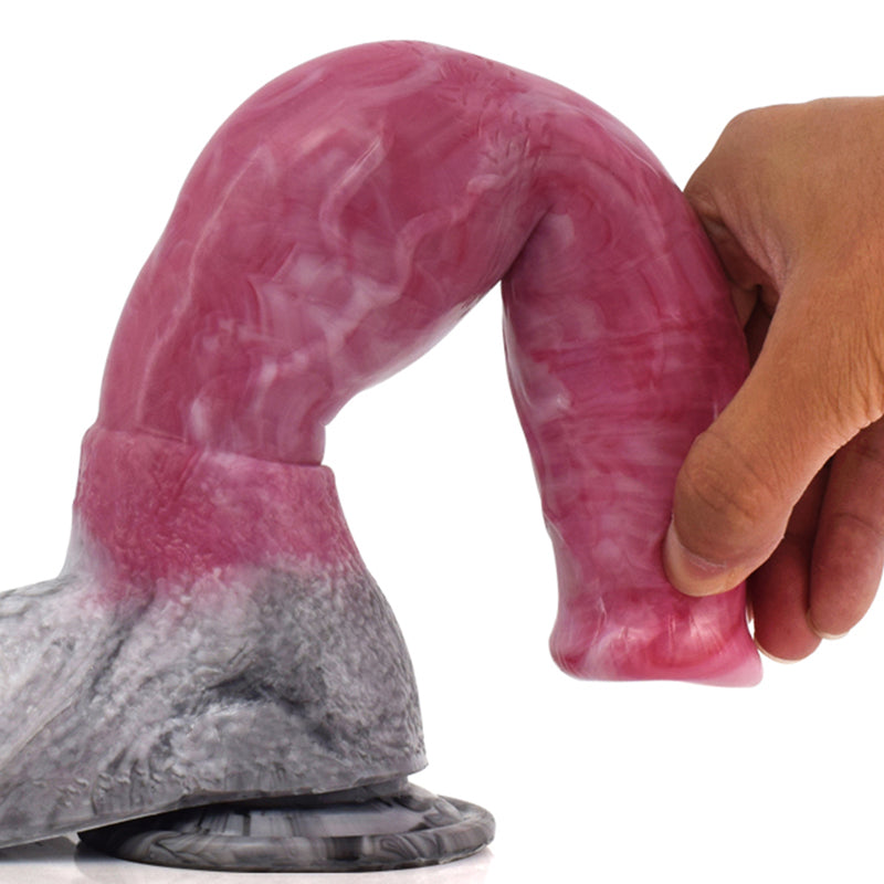 Big Animal Horse Knot Dildo in Pink and Grey Marbling - 10.82 Inches Sex Toys from thedildohub.com