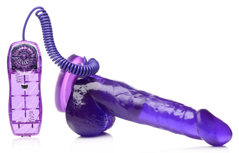 7.5 Inch Suction Cup Vibrating Dildo - Purple - The Dildo Hub