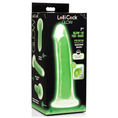 7 Inch Glow-in-the-Dark Silicone Dildo - Green - The Dildo Hub