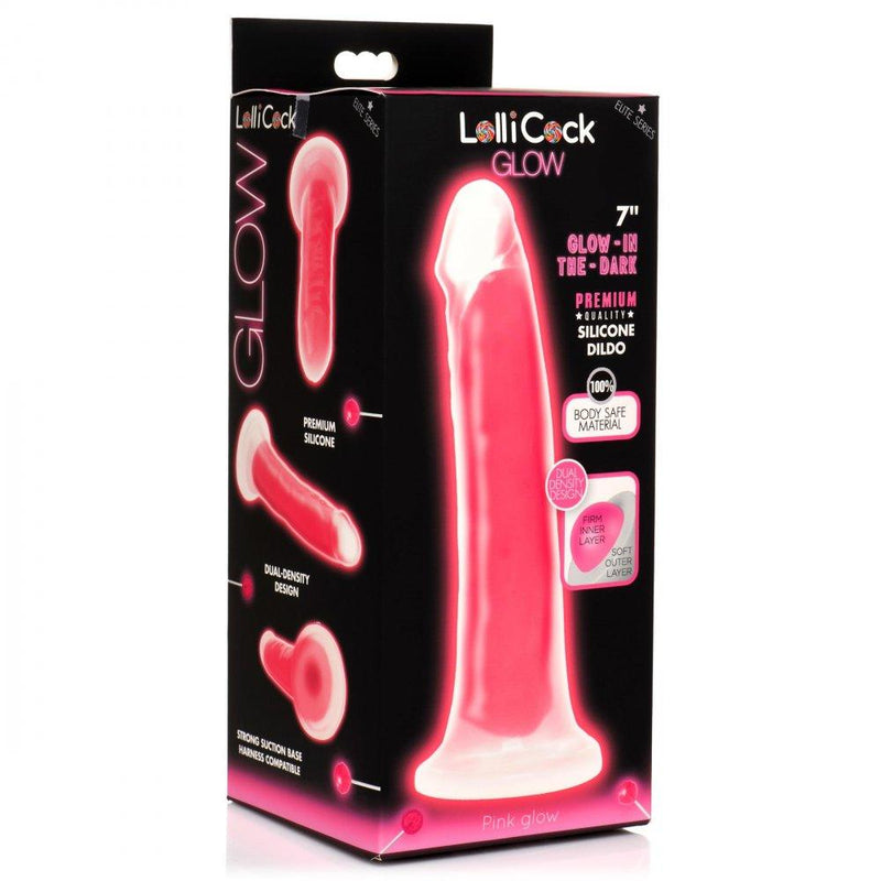 7 Inch Glow-in-the-Dark Silicone Dildo - Pink - The Dildo Hub