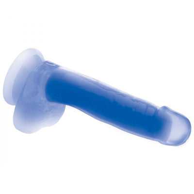 7 Inch Glow-in-the-Dark Silicone Dildo with Balls - Blue - The Dildo Hub