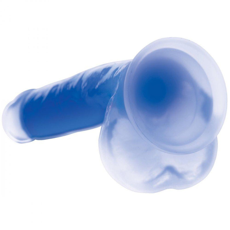 7 Inch Glow-in-the-Dark Silicone Dildo with Balls - Blue - The Dildo Hub