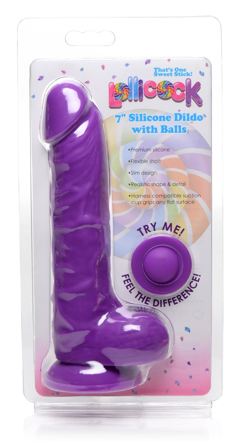 7 Inch Realistic Silicone Dildo with Balls - Grape - The Dildo Hub