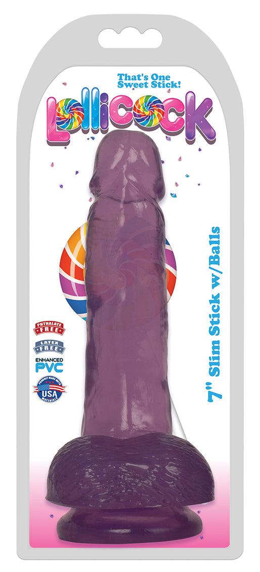 7 Inch Slim Realistic Dildo with Balls Grape Ice - The Dildo Hub