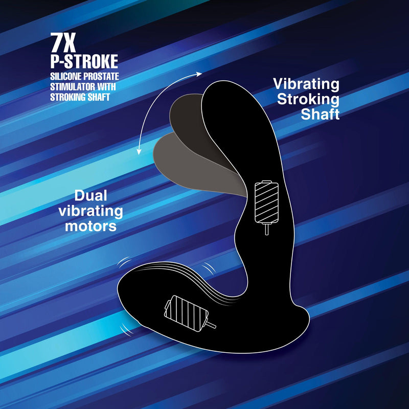 7X P-Stroke Silicone Prostate Stimulator with Stroking Shaft - The Dildo Hub