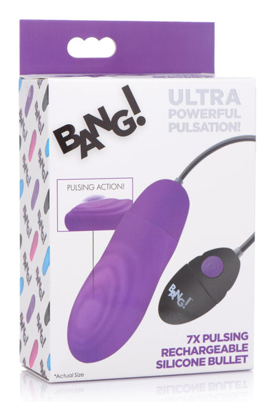 7X Pulsing Rechargeable Silicone Vibrator - Purple - The Dildo Hub