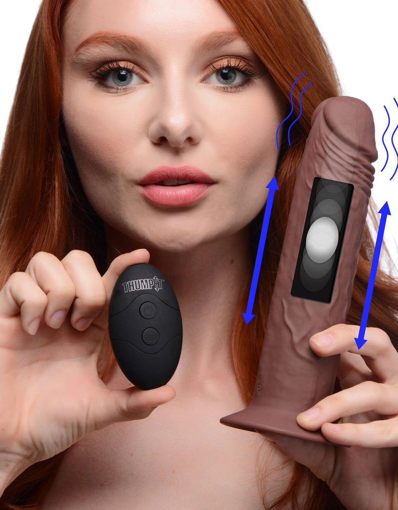 7X Remote Control Vibrating and Thumping Dildo - Dark - The Dildo Hub