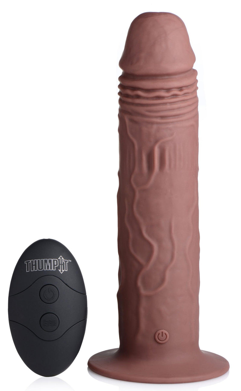 7X Remote Control Vibrating and Thumping Dildo - Dark - The Dildo Hub